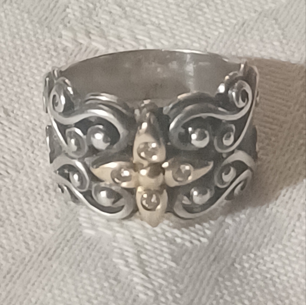Konstantino Diamond Scroll Ring, SS &18k, Size 5.5